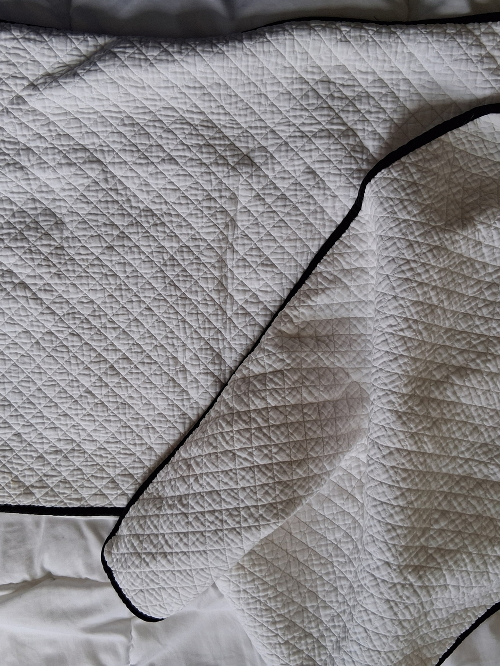 White Quilted Pillow Cover with Black Border - Picture 3 of 4
